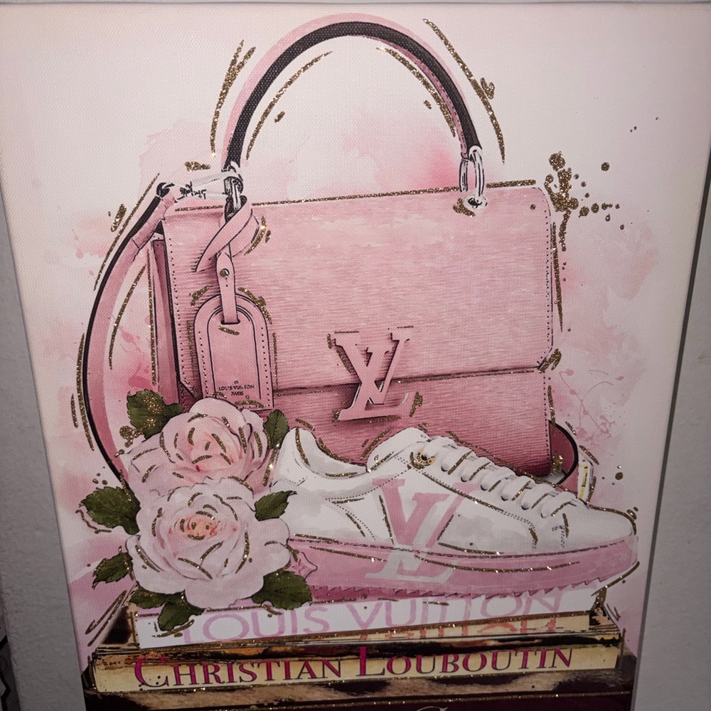 Design district LV  Pink Handbag and Sneaker Art Print canvas